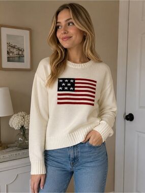 Mighty Fine American Flag Knit Sweater | Patriotic Pullover